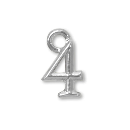 Charm number small 4 rhodium color
