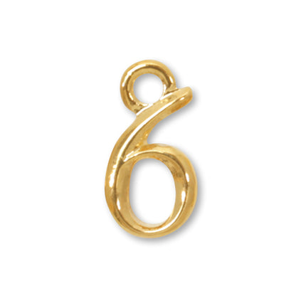 Charm number small 6 gold