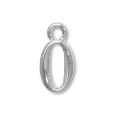 Charm number small 0 rhodium color