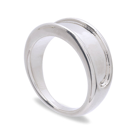 Clay foundation ring oval rhodium collar