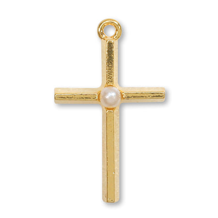 Cross with domestic character charm pearl