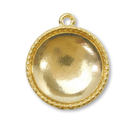 Clay base pendant with 1 round ring, gold