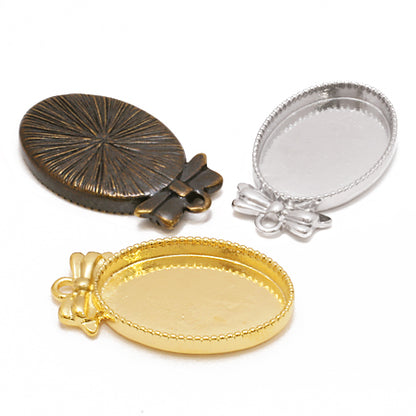 デザインミール皿 リボン(楕円)　ゴールド