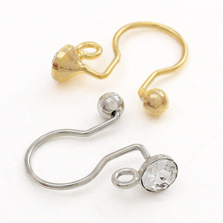 Non-pierced earrings with stone ring, rhodium color