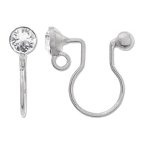 Non-pierced earrings with stone ring, rhodium color