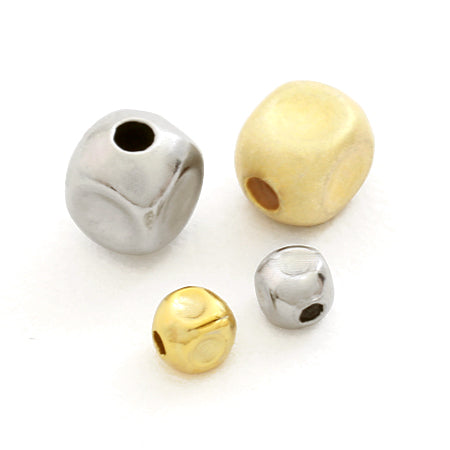 Metal beads square emboss matte gold