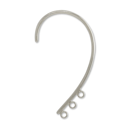 Ear hook with 3 hooks rhodium color