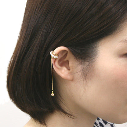 Ear cuff with slit, 1 hole, rhodium color