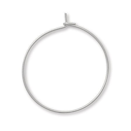 Earrings wire hoop No.4 rhodium color
