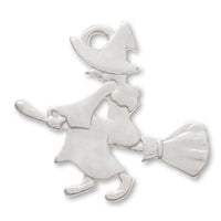 Charm Witch and Broom Matte Silver