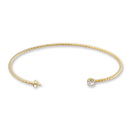 Pattern line bangle, one side core, gold