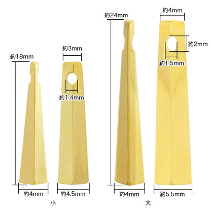 メタルパーツ スティック四角錘横穴　ゴールド