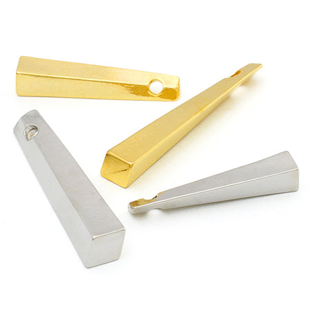 Metal parts stick square pyramid horizontal hole gold