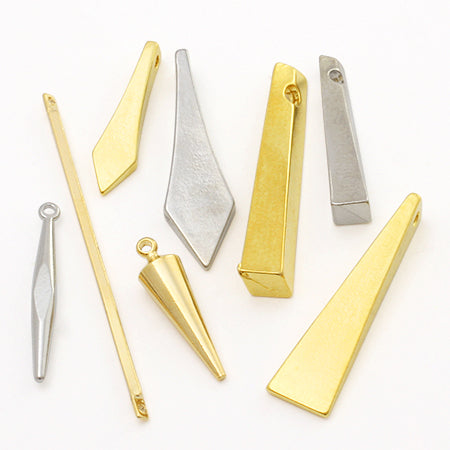 Metal parts stick square pyramid horizontal hole gold