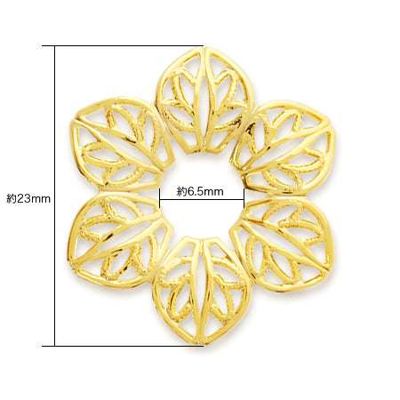 スカシパーツ 花六弁 約23mm　ロジウムカラー