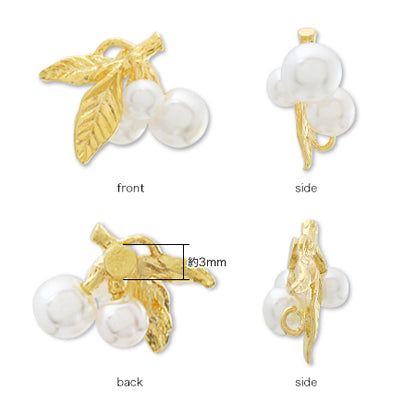 Charm bottanical leaf pearl with right gold