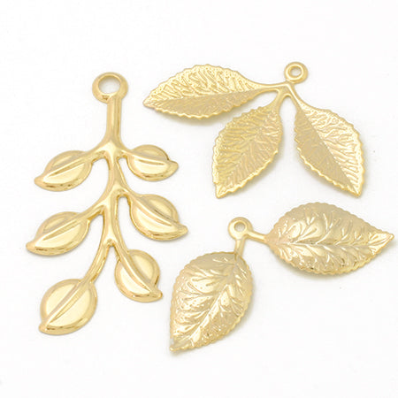 Metal parts leaf trefoil gold