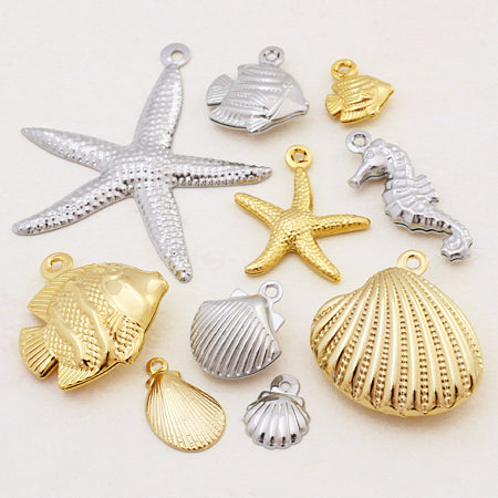 Brass press charm tropical fish gold [Outlet]