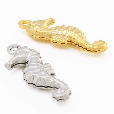 Brass press charm seahorse gold