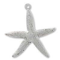 Brass press charm starfish 2 rhodium color