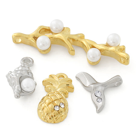 Charm Lucky Spiral Shell White Pearl/G