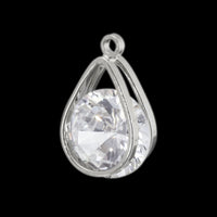 Charm zirconia drop frame rhodium color