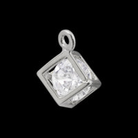 Charm Zirconia Cube Rhodium Color