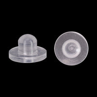 Rubber button for butterfly spring earrings, round plate 15mm/shower 16mm, clear