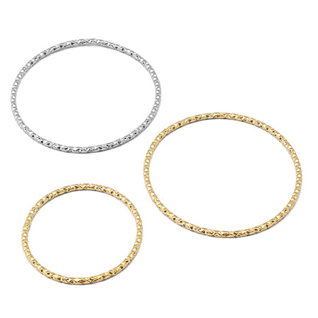 Metal ring parts pattern line round gold