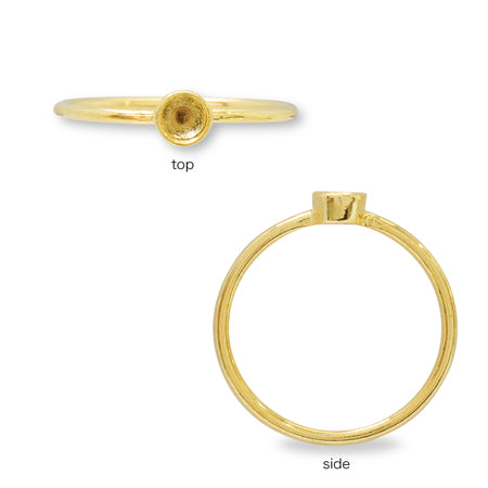 リング台 石座付 ラウンド＃1088 PP24(約3mm)　ゴールド(コーティング付)