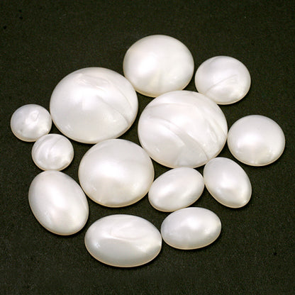 Acrylic: German Cabochon Round 1 Pearl White