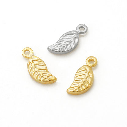 Brass charm leaf rhodium color