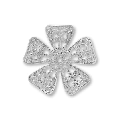 Sukasi parts flower five petals approx. 20mm rhodium color