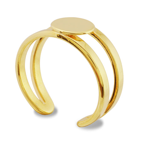 Ring stand double with round plate 8mm gold