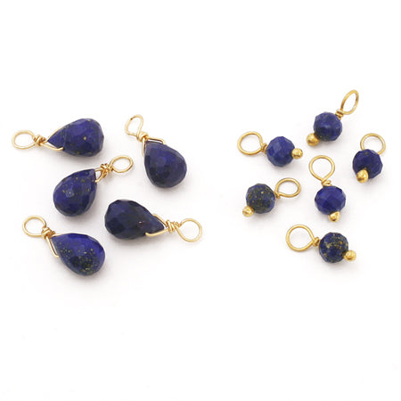 Natural stone glasses fastened charm drop cut lapis lazuli (natural)