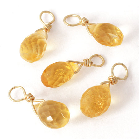 Natural stone glasses fastening charm drop citrine (natural)