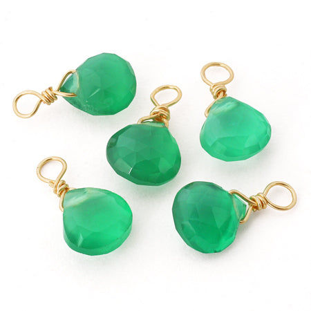 Natural stone glasses fastening charm Maron cut green onyx (natural)