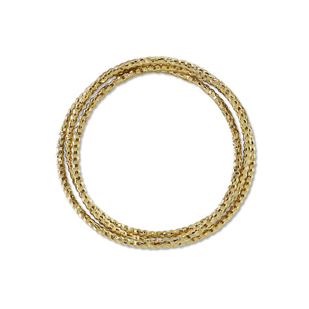 Metal ring parts 3 pattern lines round gold
