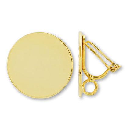 Earrings triangular spring type with plate back ring gold