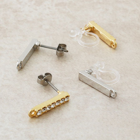 Post earrings with stone stick 1 ring crystal/G