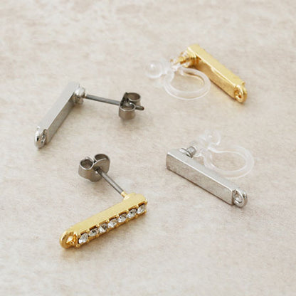 Non-hole earrings with stone stick 1 ring crystal/RC