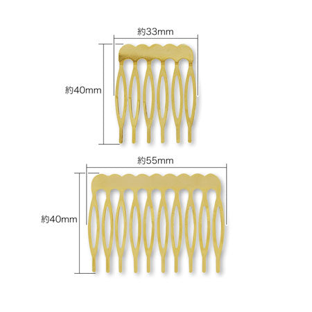 Hair fittings comb 10 pairs gold