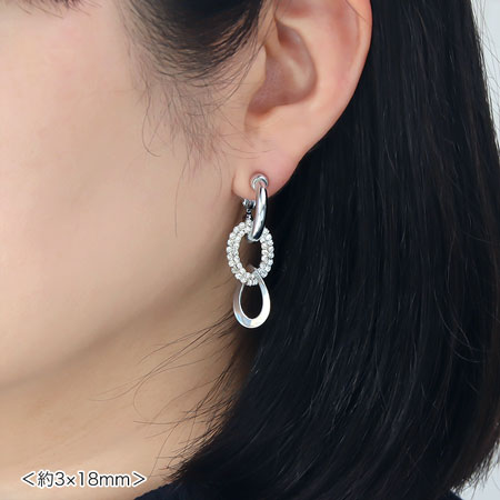 Chunky hoop earrings round rhodium color