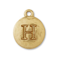 Charm Plate Embossed Initial H Matte Gold