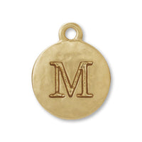 Charm plate emboss initial M matte gold