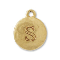 Charm plate emboss initial S matte gold