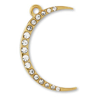Charm Crescent Moon (with stone) Crystal/G
