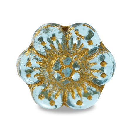 Czech flower Aquamarine gold