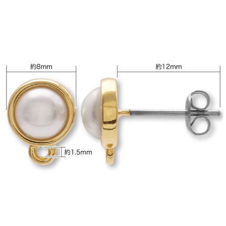 フレーム付 ステンレスピアス　ロジウムカラー