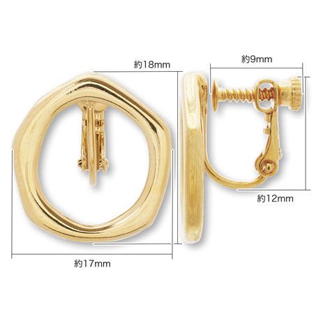イヤリング メタルリング 多角形　ゴールド